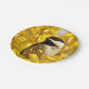 Bird and Yellow Flowers 7 Inch Paper Plate