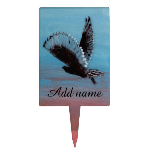 Bird Art at Sunrise Flying Owl Custom Cake Topper