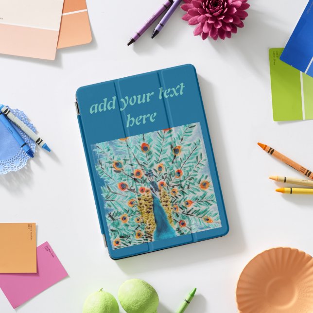 Bird Art Beautiful Peacock Personalized iPad Pro Cover (Desk)