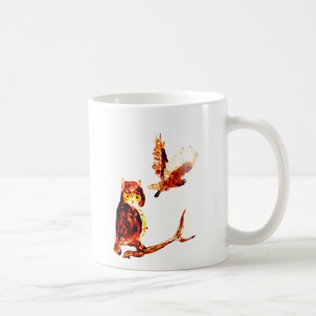 Bird Art Brown Tawny Owls Coffee Mug (Right)
