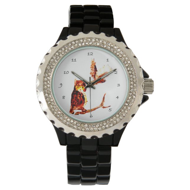 Bird Art Brown Tawny Owls Watch (Front)