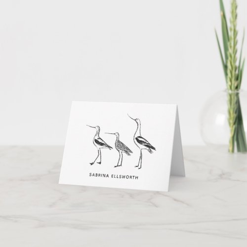 Bird Art Drawing in Black and White Personalized Note Card