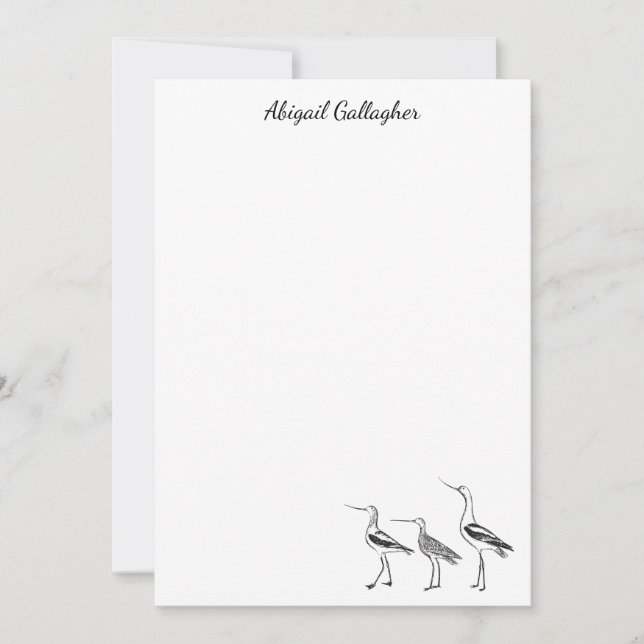 Bird Art Drawing in Black and White Personalized Note Card (Front)
