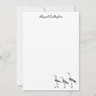 Bird Art Drawing in Black and White Personalized Note Card