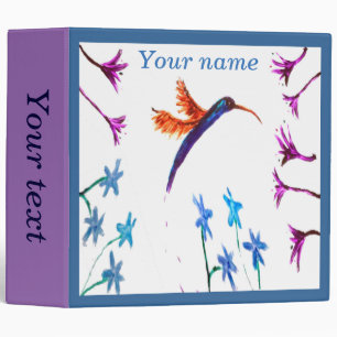 Bird Art Floral Hummingbird Personalized Binder
