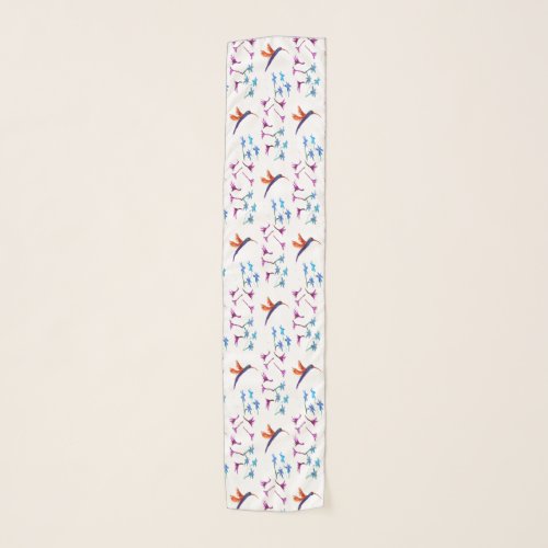 Bird Art Floral Hummingbirds Scarf