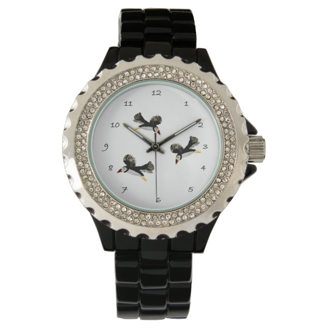 Bird Art Flying Puffins Watch (Front)
