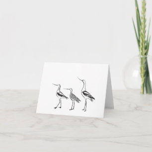Bird Art Minimalist Drawing in Black and White Note Card