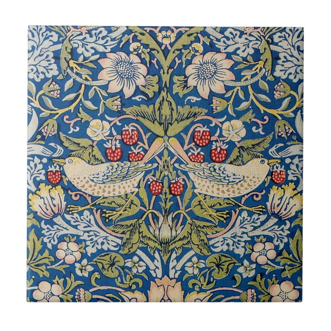 Bird Art Nouveau Design Ceramic Tile (Front)