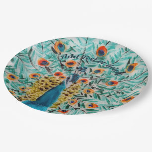 Bird Art Peafowl Peacock Paper Plates
