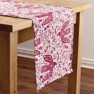 Bird Art Red Short Table Runner
