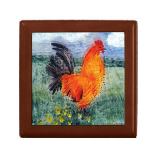 Bird Art Rooster Chicken Keepsake Box