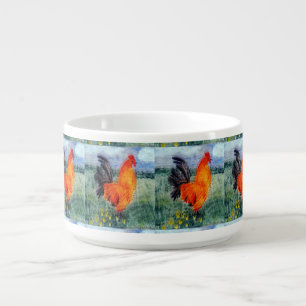 Bird Art Rooster Chickens Bowl
