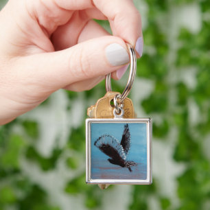 Bird Art Sunrise Owl Keychain