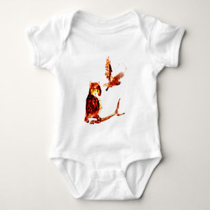 Bird Art Tawny Owls Baby Bodysuit