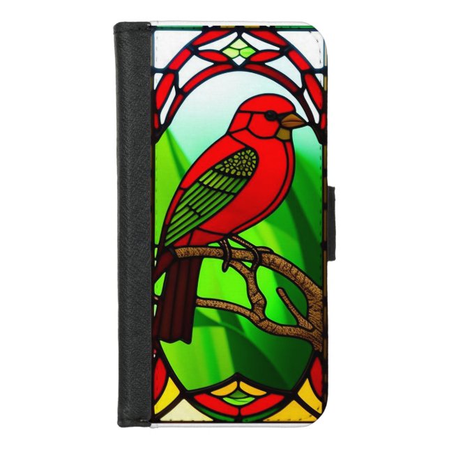 Bird Artwork in Bold Decorative Patterns iPhone Wallet Case (Front)