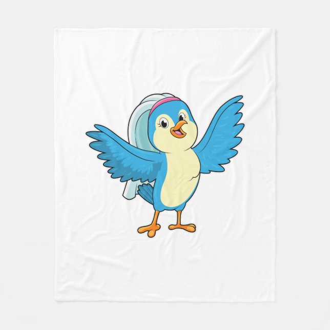Bird as Bride with Veil Fleece Blanket (Front)