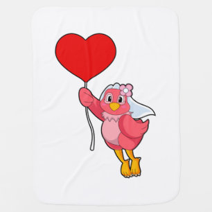 Bird as Bride with Veil & Heart Balloon Baby Blanket