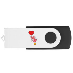 Bird as Bride with Veil & Heart Balloon Flash Drive