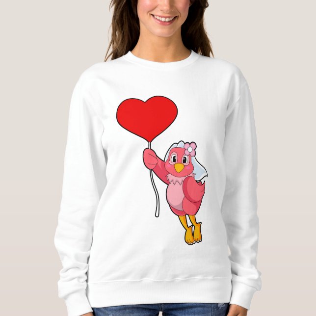 Bird as Bride with Veil & Heart Balloon Sweatshirt (Front)