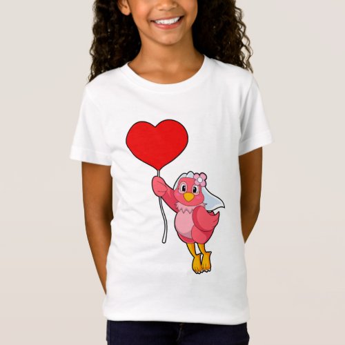 Bird as Bride with Veil  Heart Balloon T_Shirt