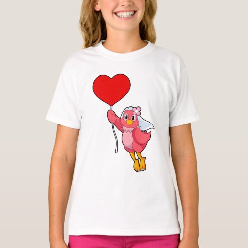 Bird as Bride with Veil  Heart Balloon T_Shirt