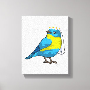 Bird as Bride with Wreath of flowers Canvas Print