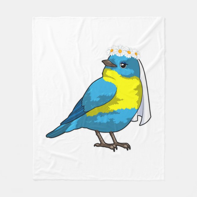 Bird as Bride with Wreath of flowers Fleece Blanket (Front)