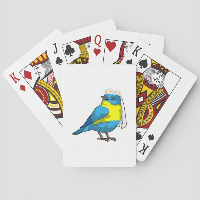 Bird as Bride with Wreath of flowers Poker Cards (Back)