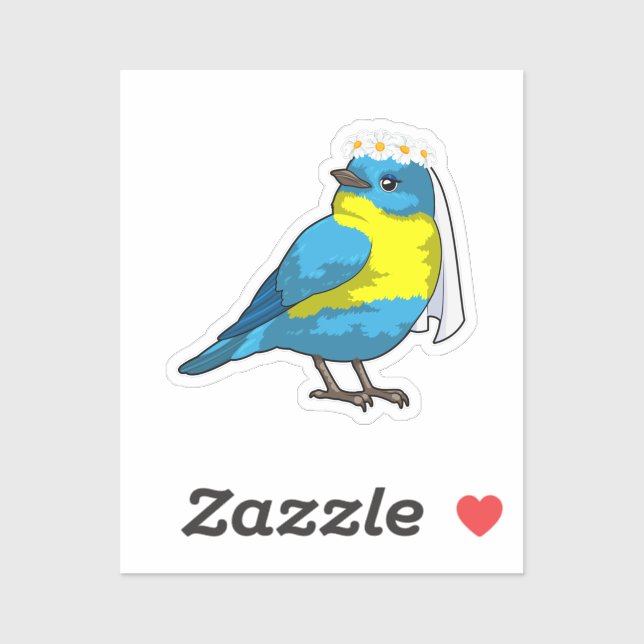 Bird as Bride with Wreath of flowers Sticker (Sheet)