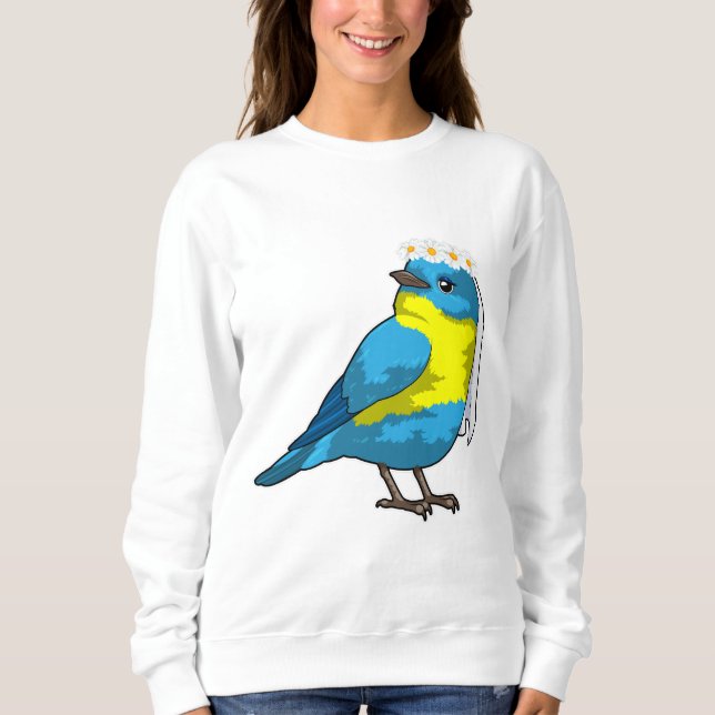 Bird as Bride with Wreath of flowers Sweatshirt (Front)