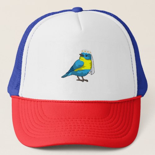 Bird as Bride with Wreath of flowers Trucker Hat