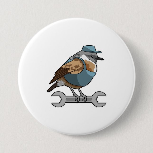 Bird as Carftsman with Wrench Button (Front)