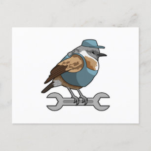 Bird as Carftsman with Wrench Postcard