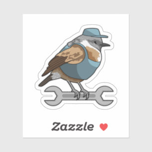 Bird as Carftsman with Wrench Sticker