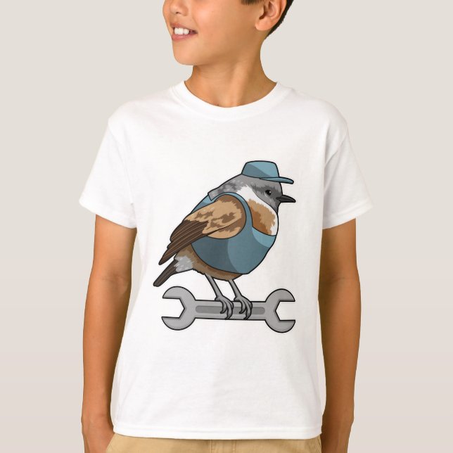 Bird as Carftsman with Wrench T-Shirt (Front)