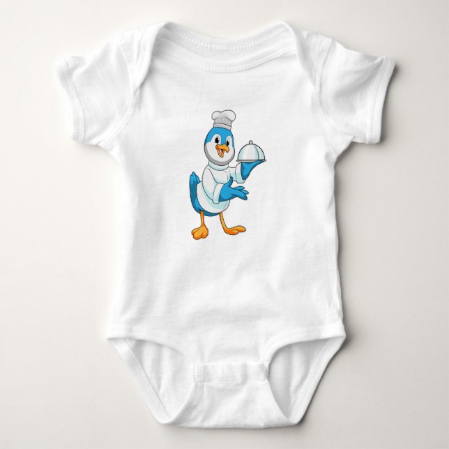 Bird as Cook with Platter Baby Bodysuit (Front)