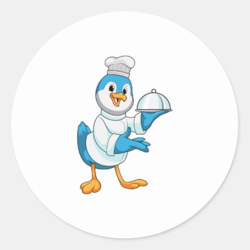 Bird as Cook with Platter Classic Round Sticker