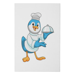Bird as Cook with Platter Faux Canvas Print