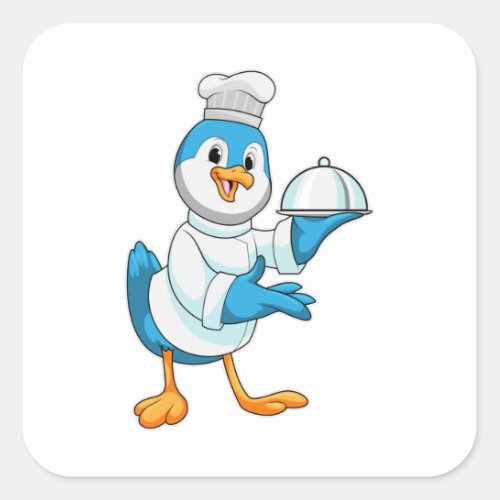 Bird as Cook with Platter Square Sticker