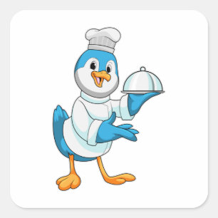 Bird as Cook with Platter Square Sticker