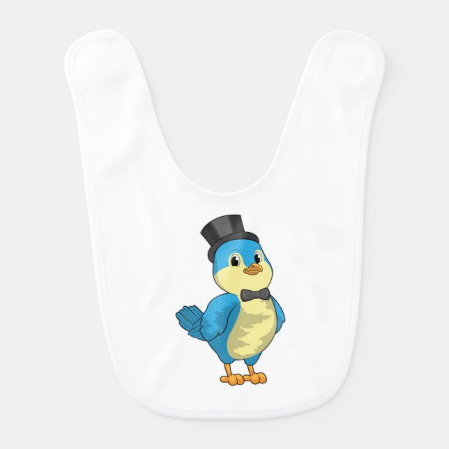 Bird as Groom with Ribbon Baby Bib (Front)