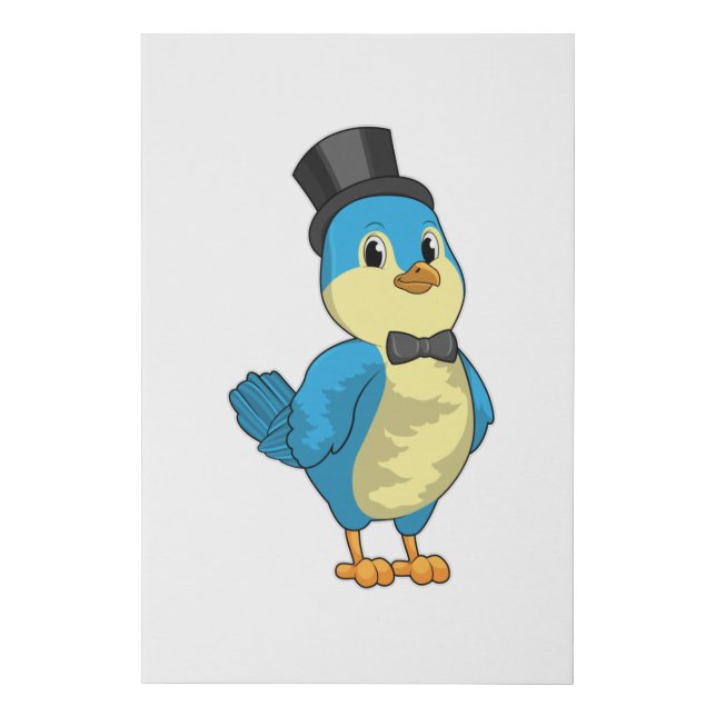 Bird as Groom with Ribbon Faux Canvas Print (Front)