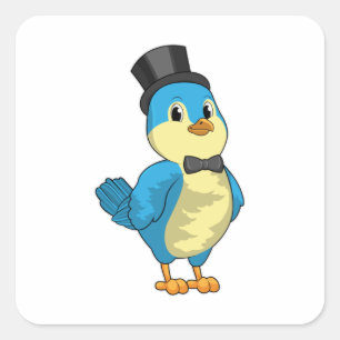 Bird as Groom with Ribbon Square Sticker