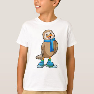 Bird as Skier with Ski & Scarf T-Shirt