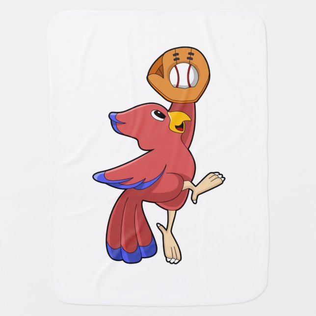 Bird at Baseball with Baseball glove Baby Blanket (Front)