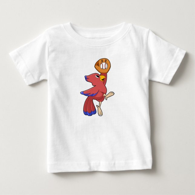 Bird at Baseball with Baseball glove Baby T-Shirt (Front)