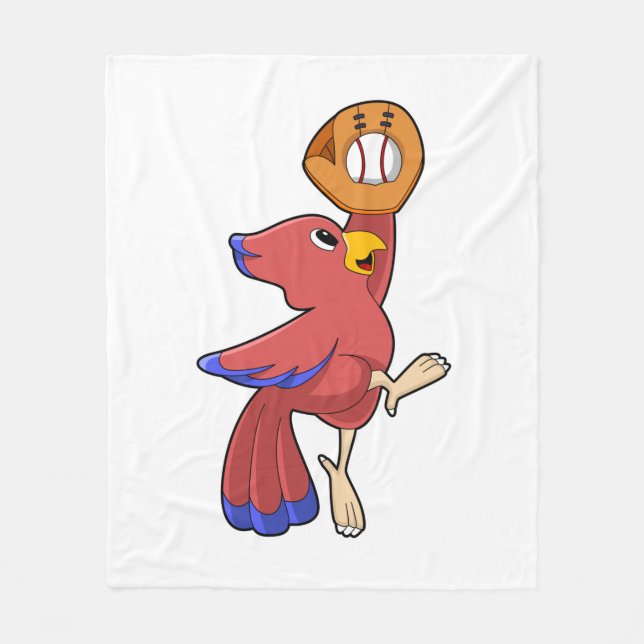 Bird at Baseball with Baseball glove Fleece Blanket (Front)