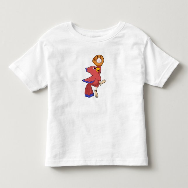 Bird at Baseball with Baseball glove Toddler T-shirt (Front)