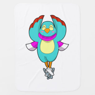 Bird at Ice skating with Ice skates.PNG Baby Blanket